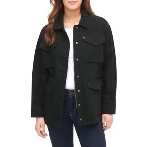 Levi’s Cotton Oversize Military Jacket In Black Size Medium NWT